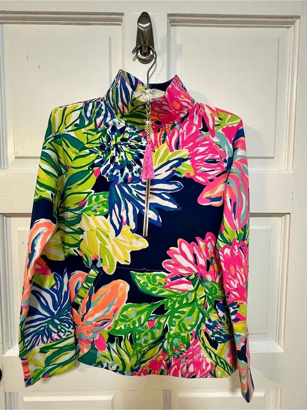 Lilly Pulitzer UPF 50+ Skipper Popover Floral Tunic Blue & Pink